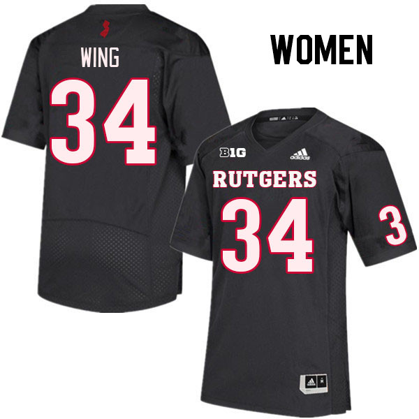 Women #34 Micah Wing Rutgers Scarlet Knights College Football Jerseys Stitched Sale-Black - Click Image to Close